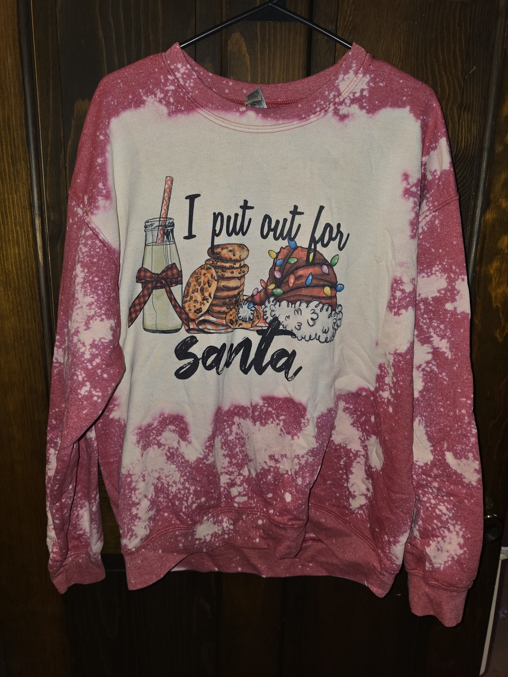 Holiday Graphic Tie-Dye Sweatshirt - Pink "I Put Out For Santa"